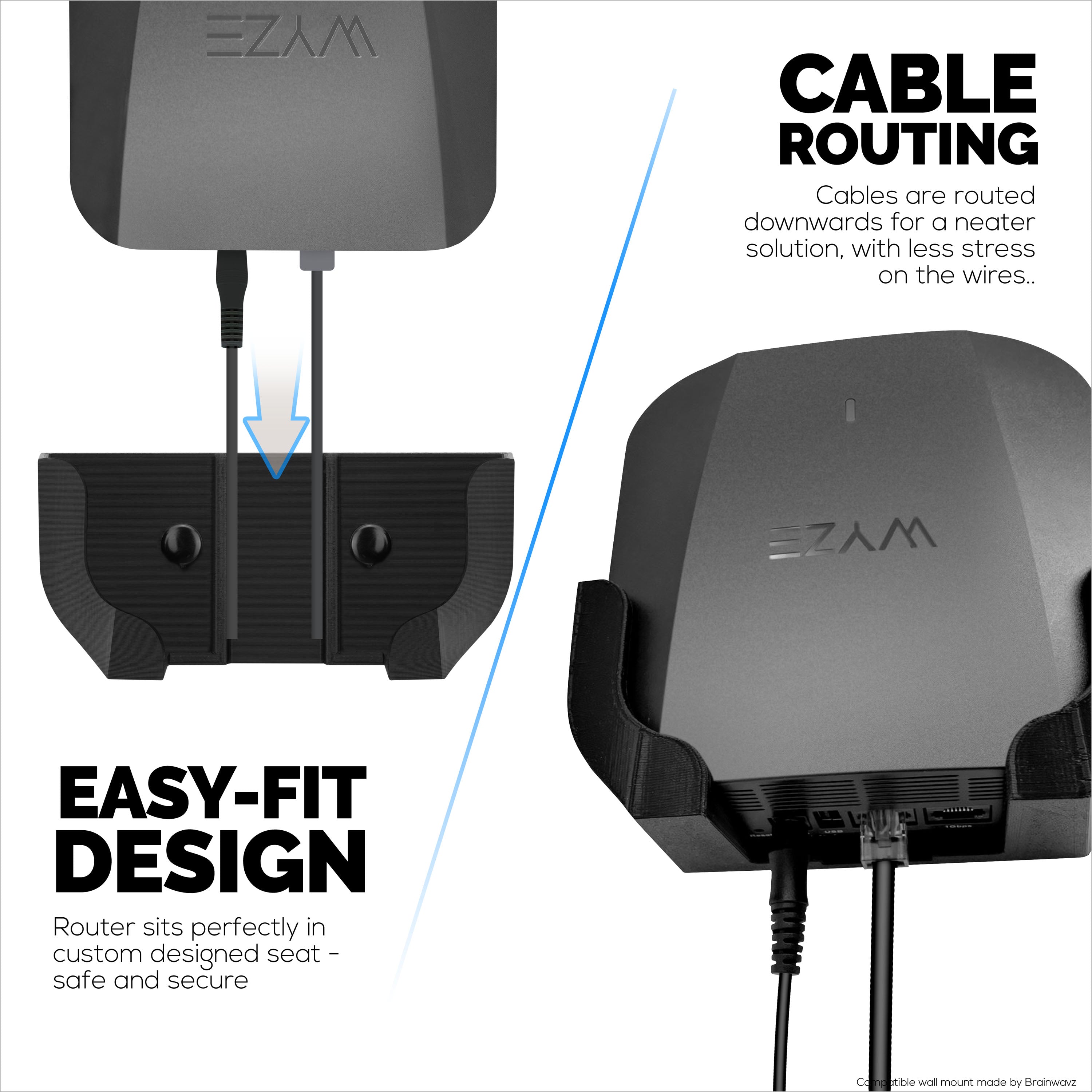 Wall Mount Compatible with Wyze PRO (AXE5400) Mesh Router Wi-Fi 6E Tri-Band, Easy to Install Holder Bracket, Reduce Interference & Clutter
