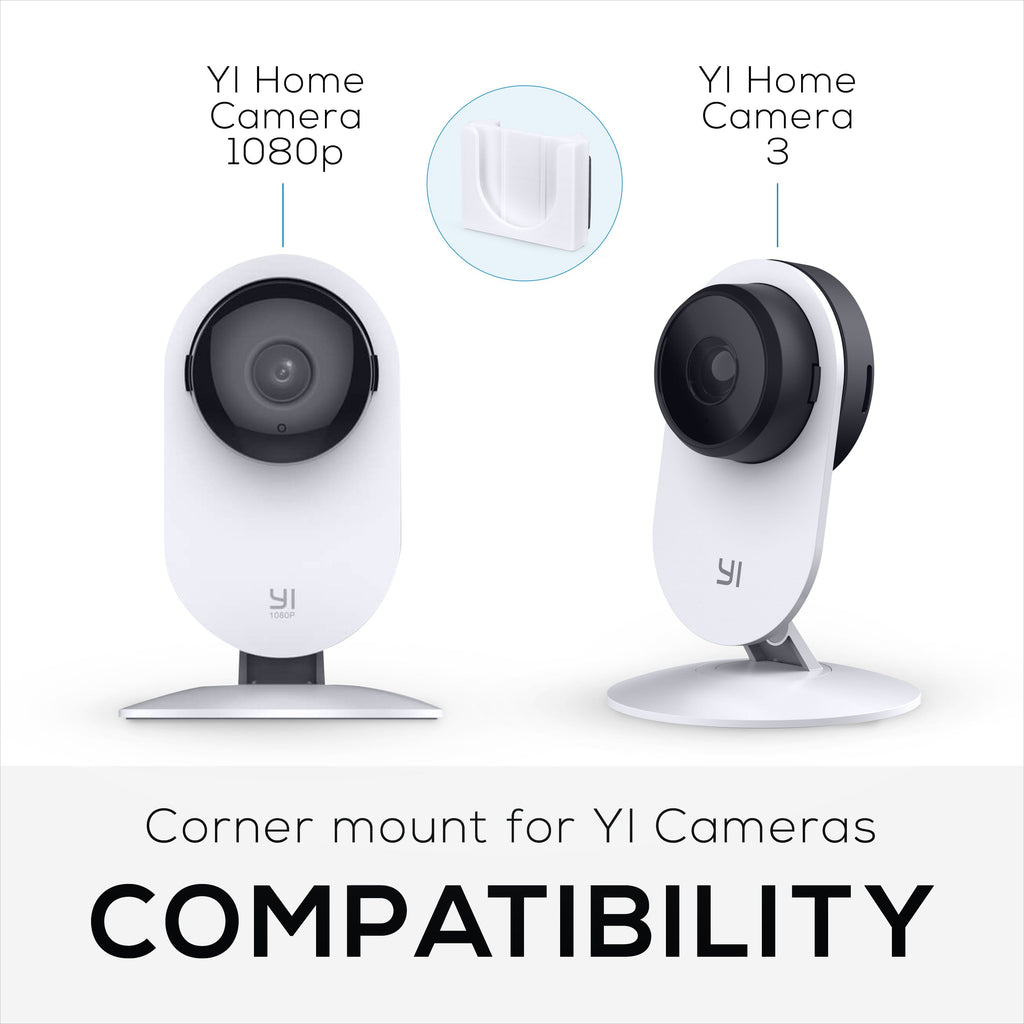 Corner Wall Mount For YI Home (3 Pack) Security Camera - Adhesive Holder, No Hassle Bracket, Strong 3M VHB Tape, No Screws, No Mess Install (White)